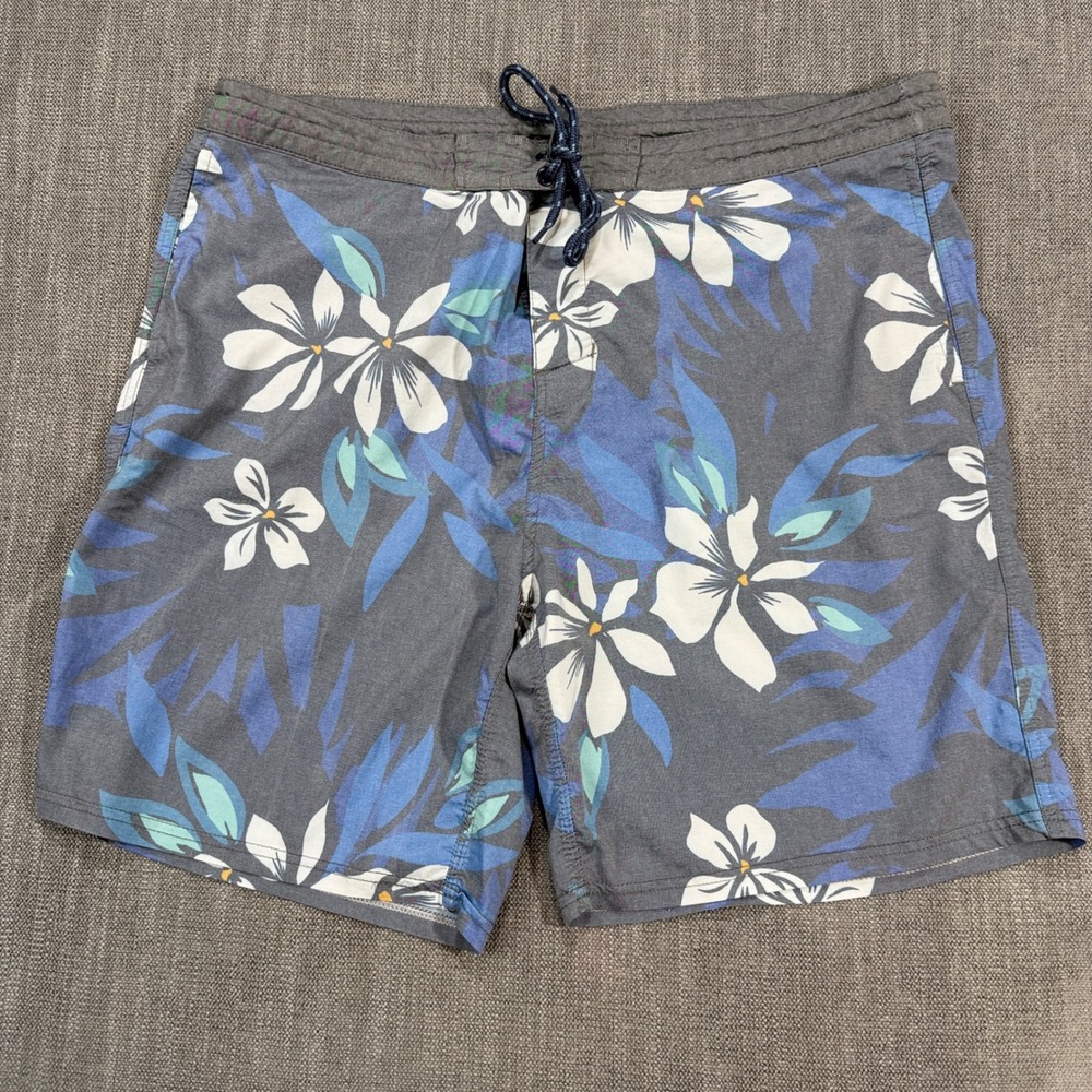 O'Rageous Mens Tropical Floral Board Shorts Blue Grey Swim Trunks Size 38 Q3 10